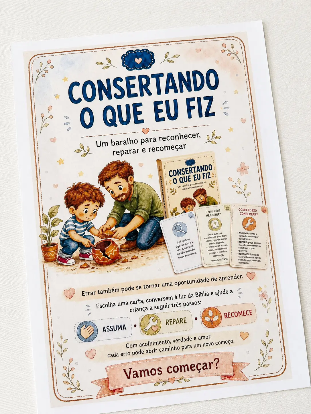 Página de abertura impressa do baralho